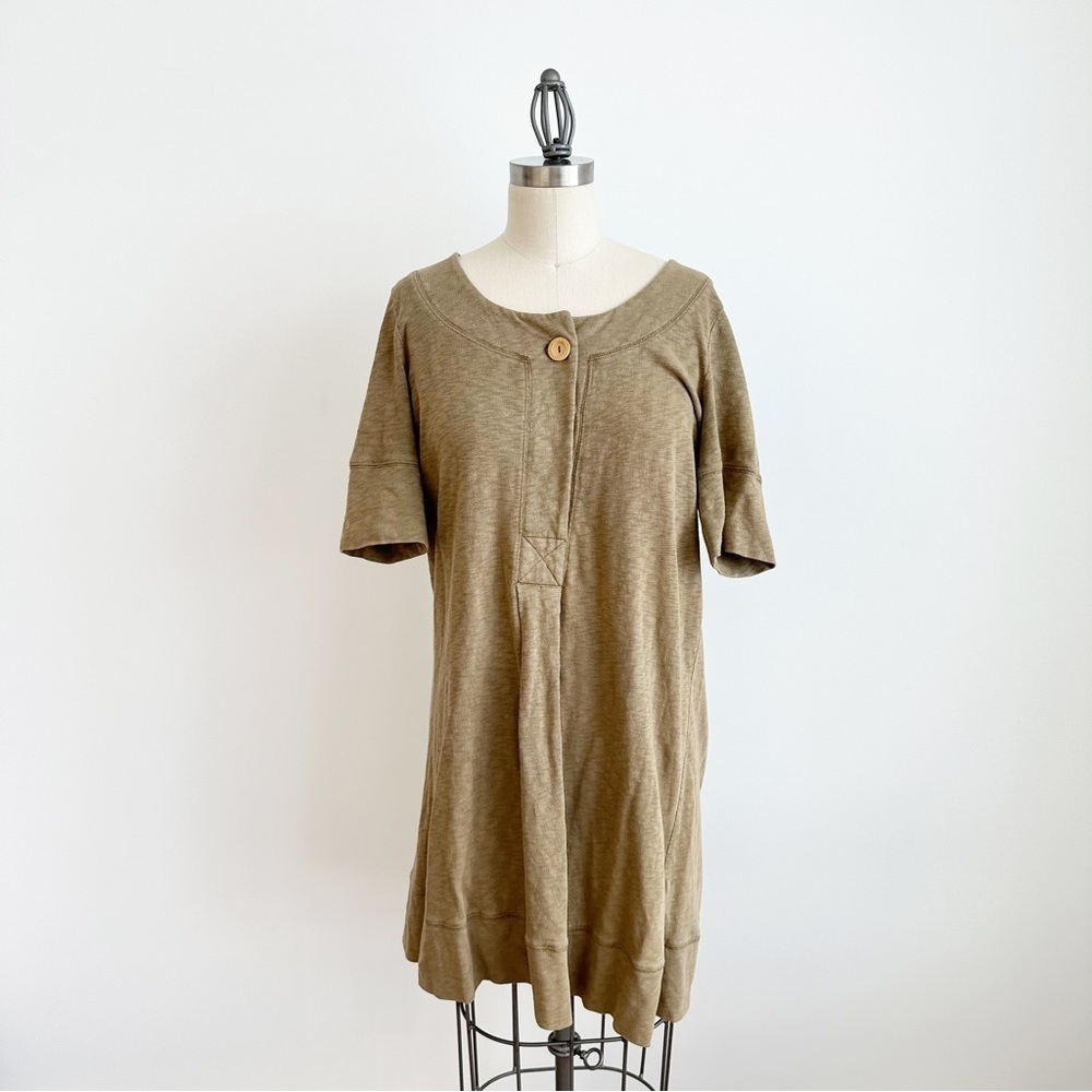 The Territory Ahead Causal Dress Women's Olive Green Size Large Cotton A-Line